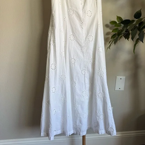 Free Assembly White Eyelet Panel 100% Cotton Midi Dress Women’s Size XL - Picture 4 of 6